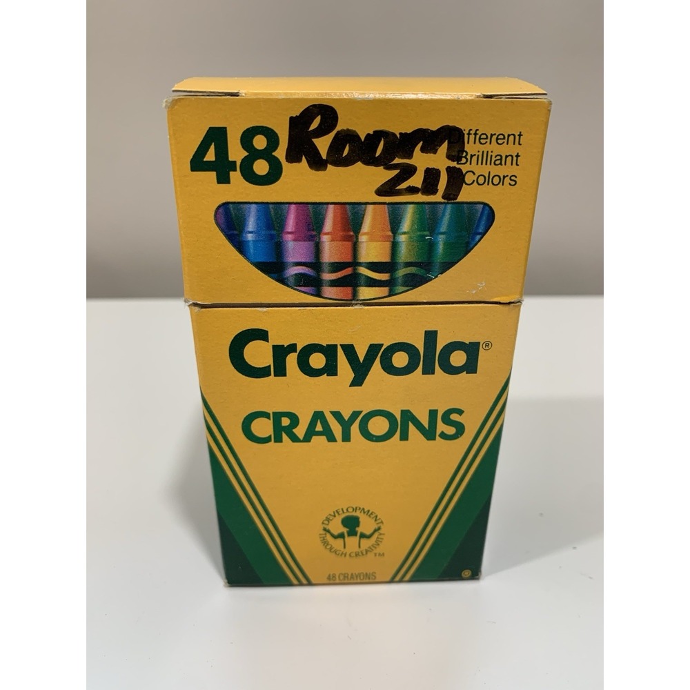 Vintage 1988 Binney & Smith Crayola Crayons 48 Pack Box Dandelion Teal Blue Read